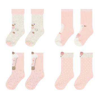 Baby Girls Pink & Ivory Socks ( 4-Pack )