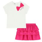 Girls Ivory & Pink Skirt Set, 1, hi-res