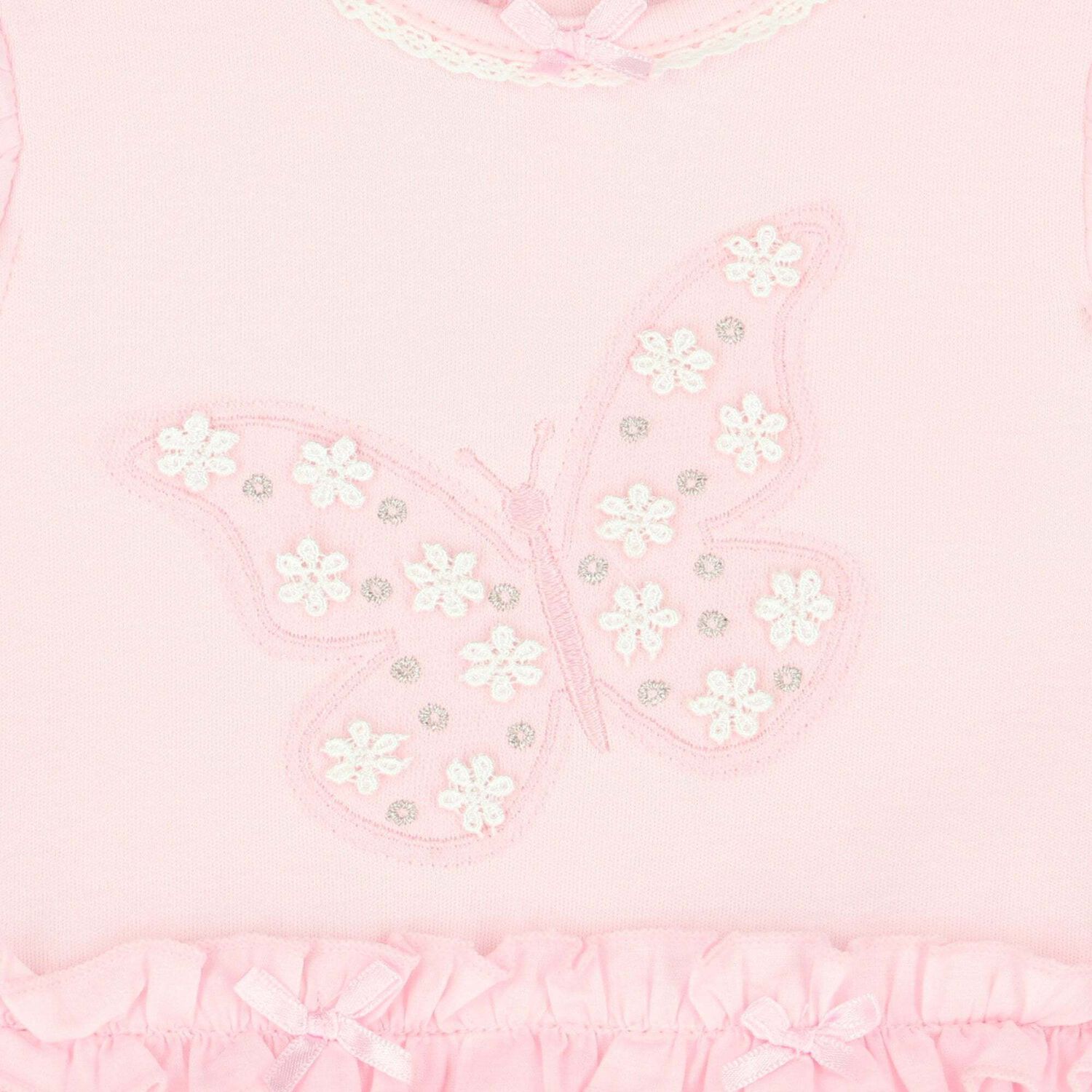 Baby Girls Pink Butterfly Romper, 1, hi-res