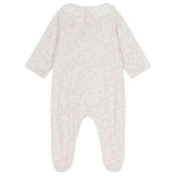 Baby Girls Ivory & Pink Babygrow