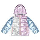 Girls Pink & Blue Metallic Puffer Jacket, 1, hi-res
