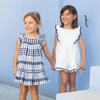 Girls White Broderie Anglaise Dress