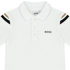 Younger Boys White Logo Polo Shirt, 2, hi-res