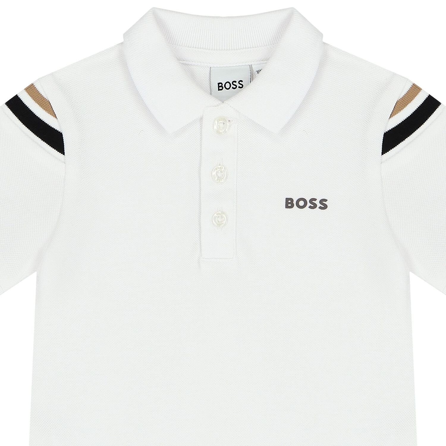 Younger Boys White Logo Polo Shirt, 2, hi-res