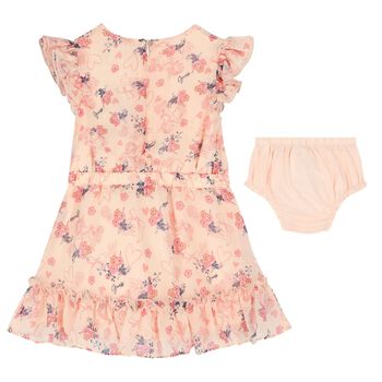 Baby Girls Pink Floral Chiffon Dress Set