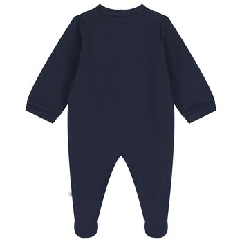 Baby Boys Navy Blue Logo Babygrow