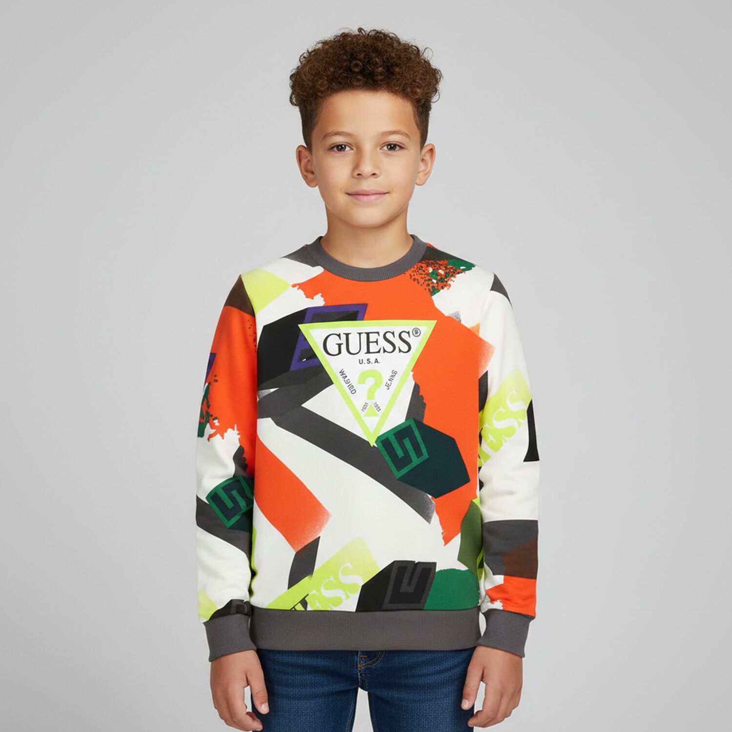 Boys Multi-Coloured Logo Sweatshirt, 1, hi-res