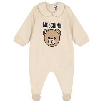 Beige Teddy Bear Logo Babygrow