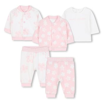 Younger Girls Reversible Pink & White Tracksuit Set