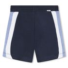 Younger Boys Navy Blue Striped Shorts, 1, hi-res