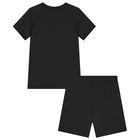 Boys Black Logo Shorts Set, 1, hi-res