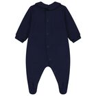 Navy Blue Teddy Bear Logo Babygrow, 5, hi-res