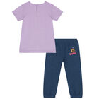 Baby Girls Purple & Blue Logo Trousers Set, 1, hi-res