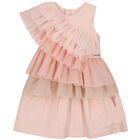 Girls Pink Tulle Ruffle Dress, 1, hi-res