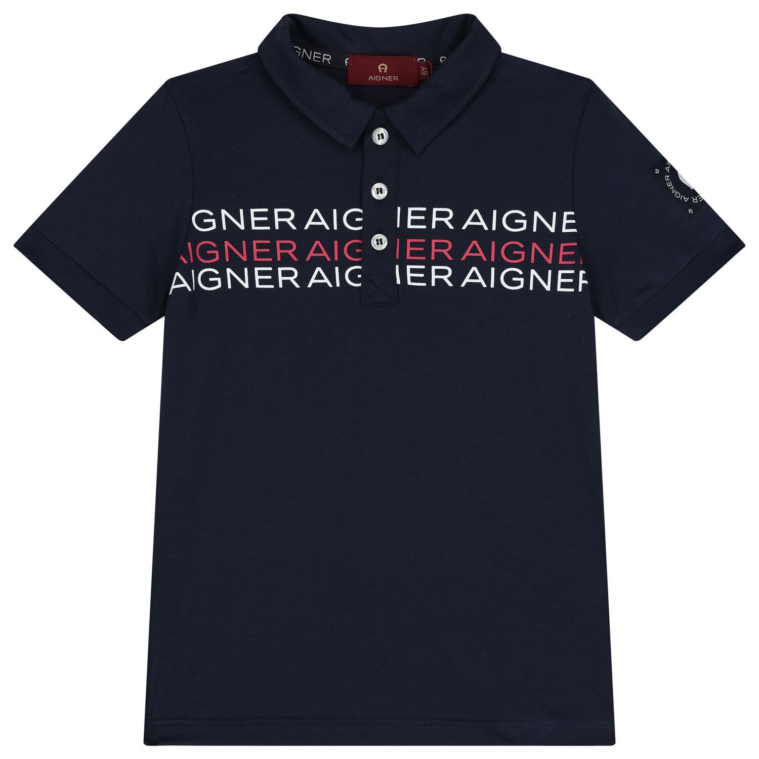 Boys Navy Blue Logo Polo Shirt, 3, hi-res