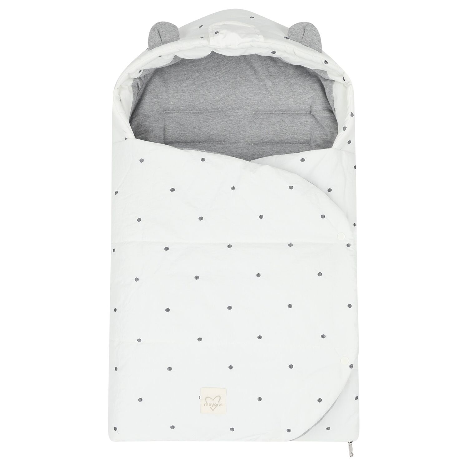 White & Grey Polka Dot Baby Nest, 1, hi-res