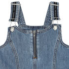 Girls Blue Denim Dungaree Dress, 1, hi-res