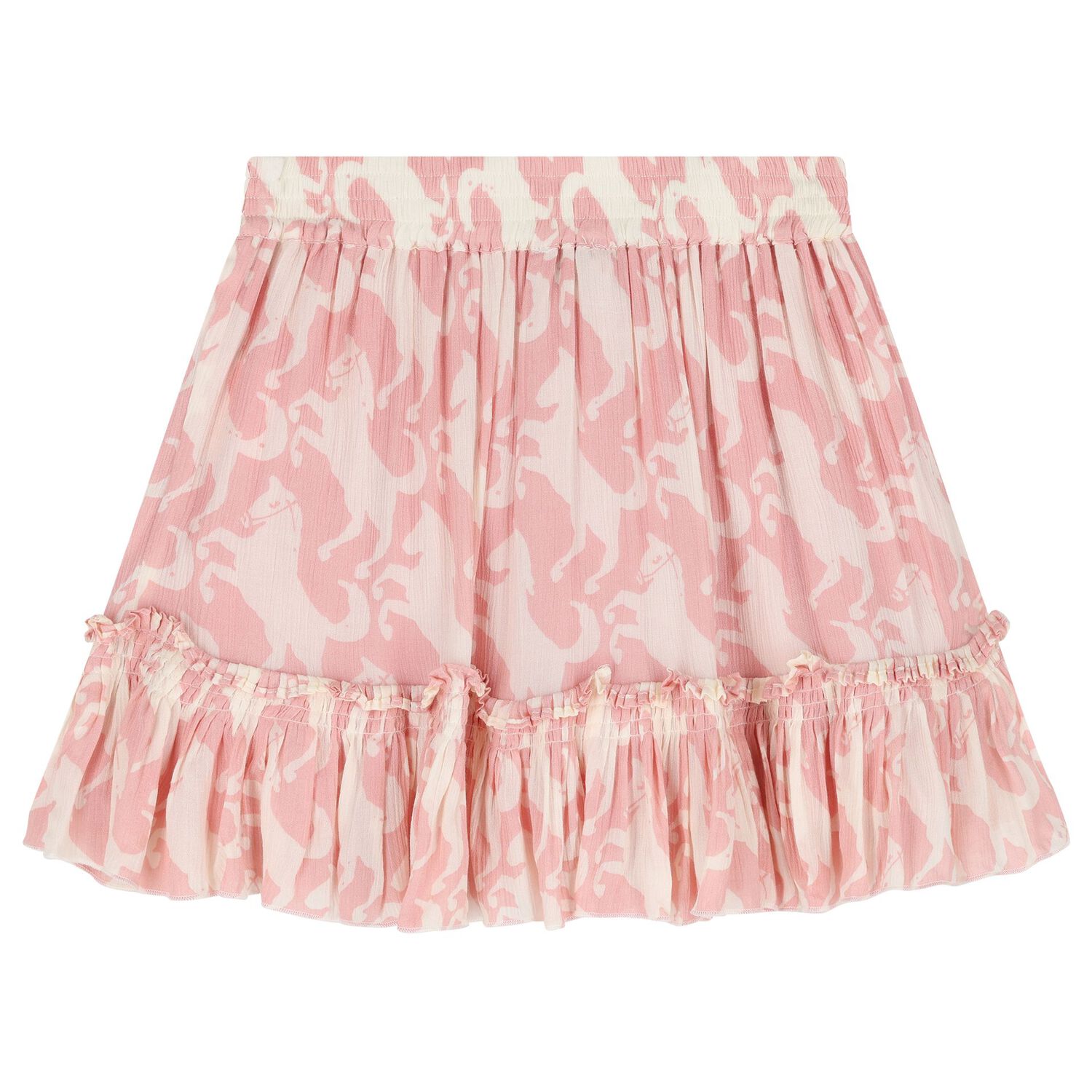 Girls Pink Horse Pleated Skirt, 1, hi-res