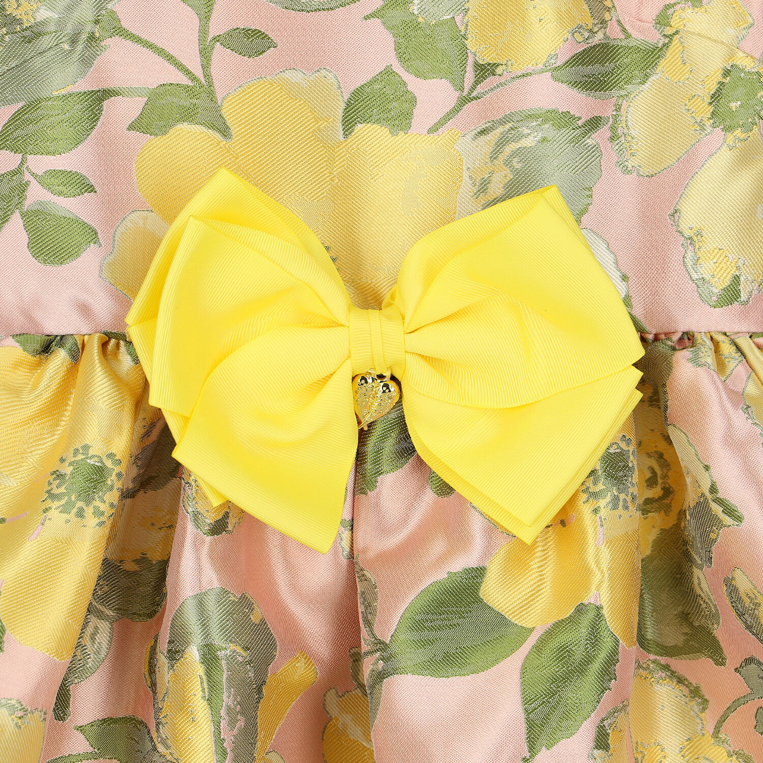 Girls Pink Floral Jacquard Dress, 1, hi-res