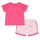 Baby Girls Pink Ruffle Short Set, 1, hi-res
