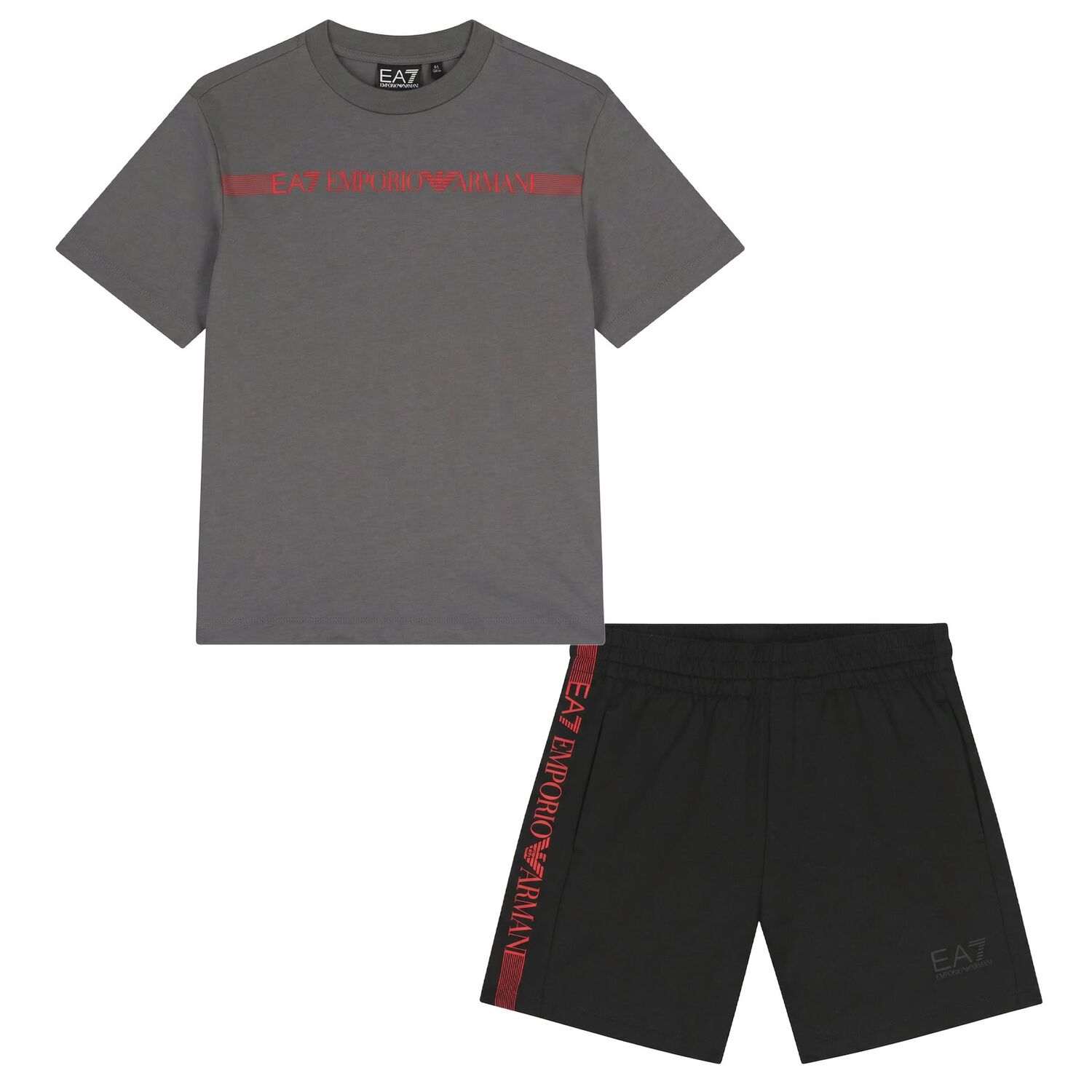 Boys Grey & Black Logo Shorts Set, 4, hi-res