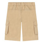 Younger Boys Beige Logo Shorts, 2, hi-res