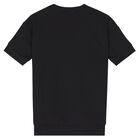 Girls Black Embellished Logo Dress, 1, hi-res