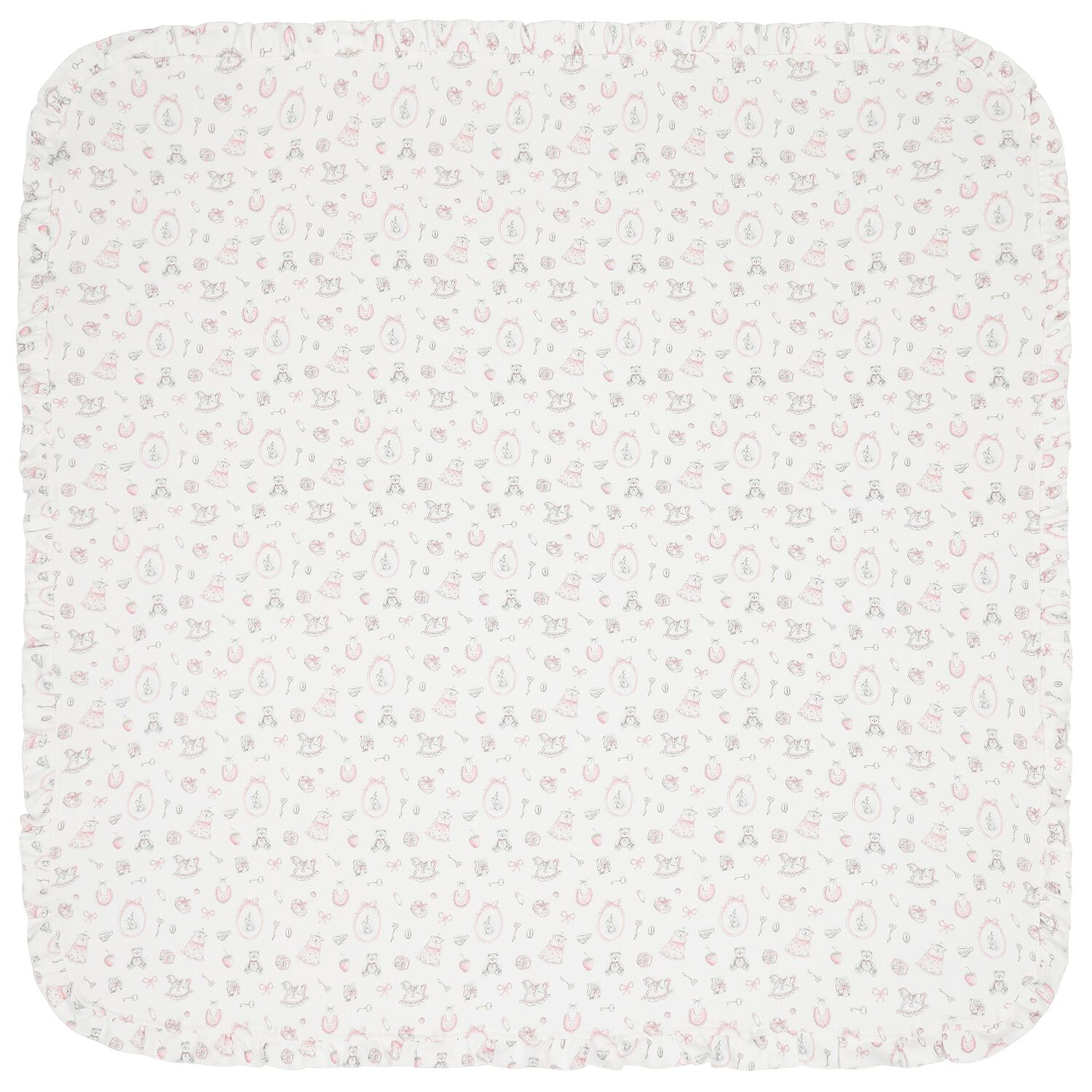Baby Girls White & Pink Blanket (80cm), 1, hi-res image number null