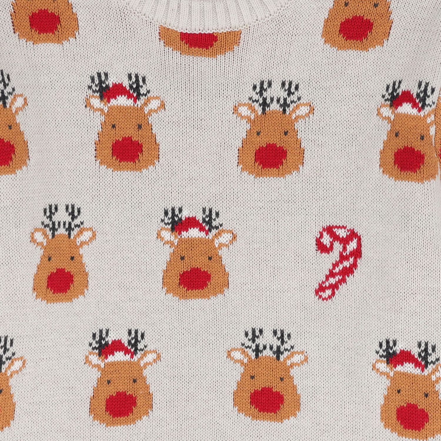 Grey Reindeer Christmas Knitted Jumper, 1, hi-res