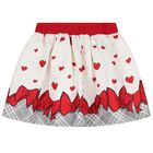 Girls Ivory & Red Bow Skirt Set, 1, hi-res