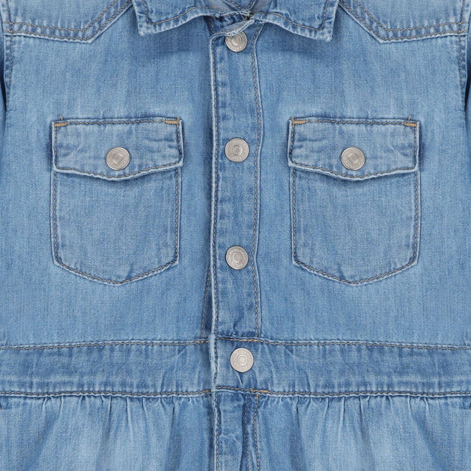Girls Blue Denim Dress, 1, hi-res