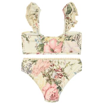 Girls Ivory Floral Bikini