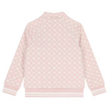 Girls Pink Logo Zip Up Top