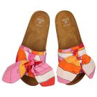 Girls Pink & Orange Bow Sliders, 1, hi-res