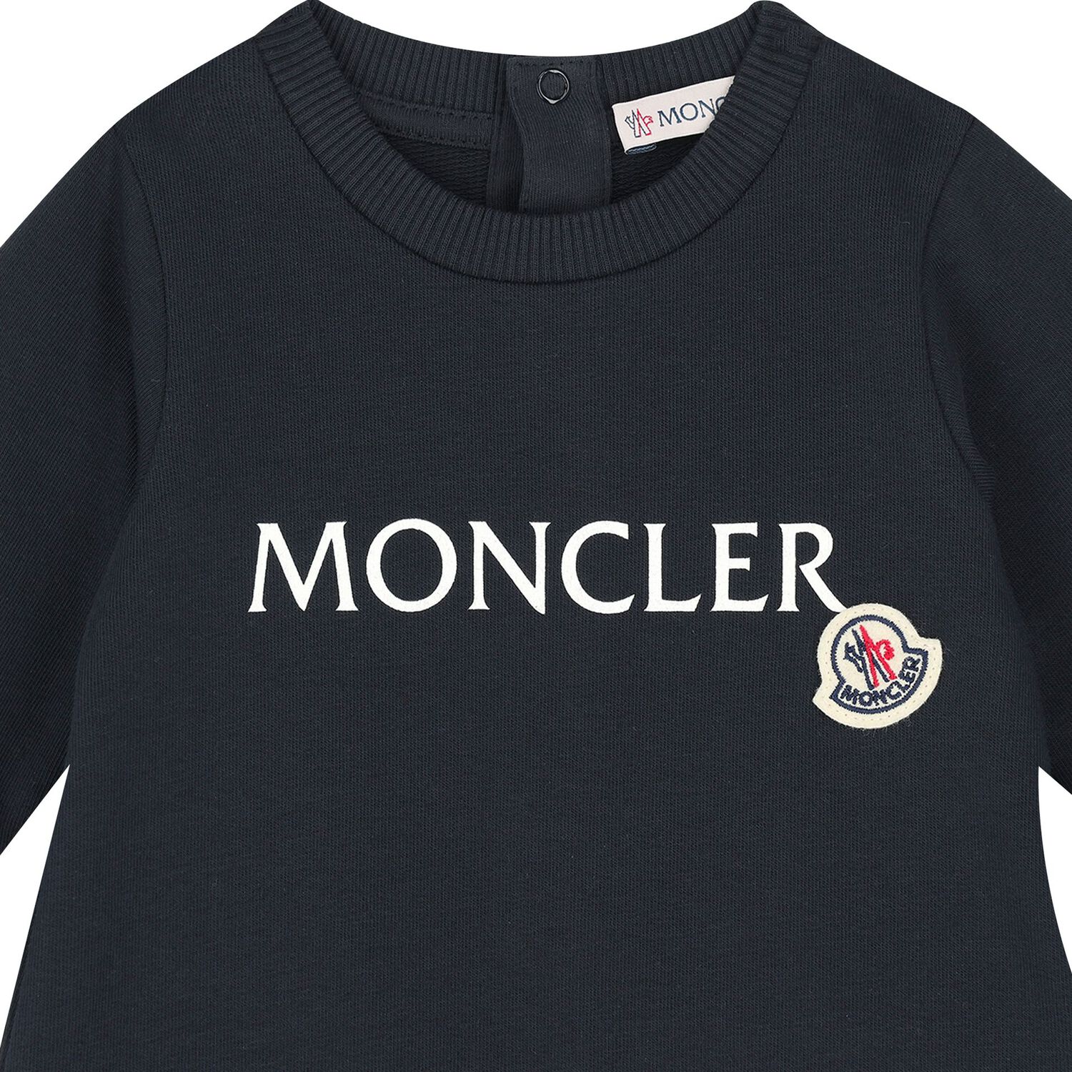 Baby Boys Navy Blue Logo Romper, 1, hi-res