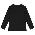 Boys Black Logo Long Sleeve Top, 1, hi-res