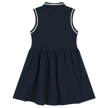 Girls Navy Blue Logo Polo Dress