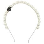 Girls White Embellished Pearl Headband, 1, hi-res