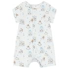 Baby Boys White & Blue Carousel Romper, 1, hi-res