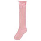Girls Pink Knit Knee High Socks, 3, hi-res