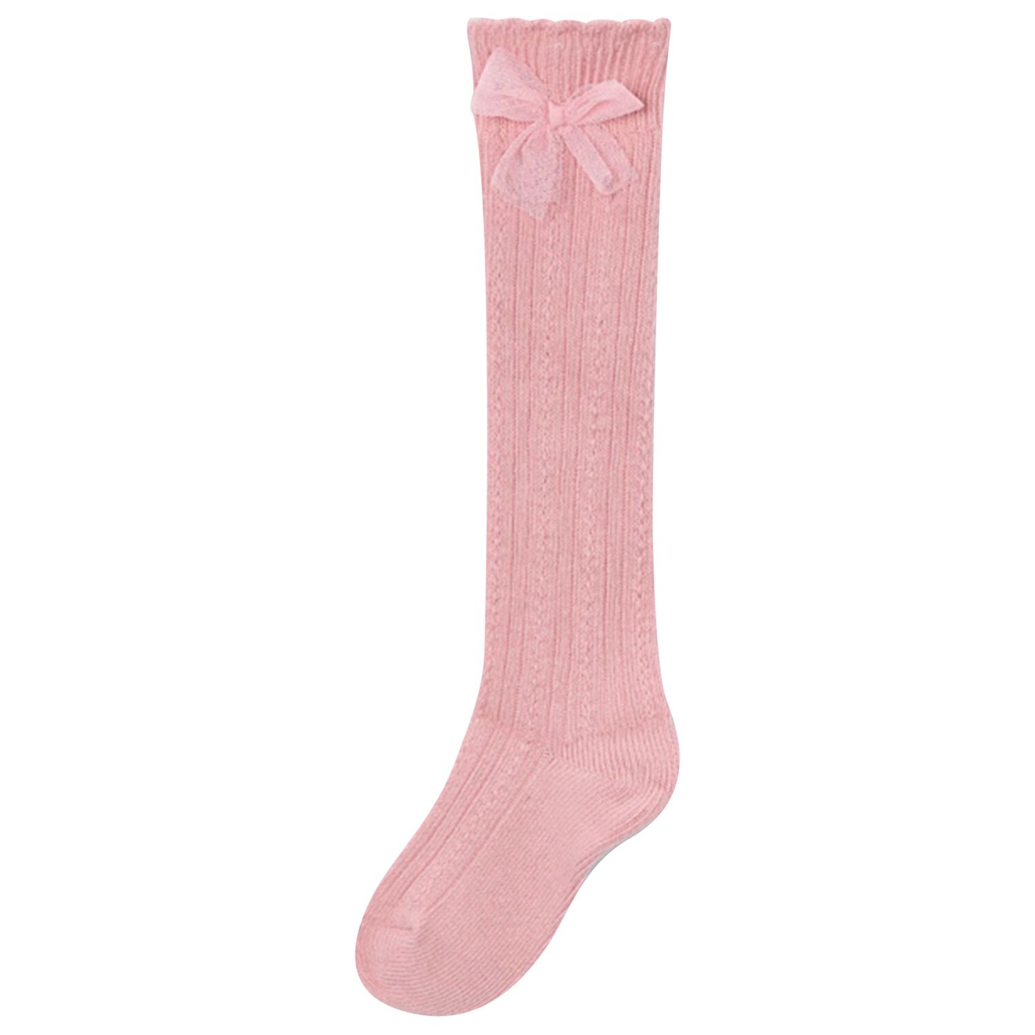 Girls Pink Knit Knee High Socks, 3, hi-res