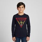 Boys Navy Blue Logo Long Sleeve Top, 1, hi-res