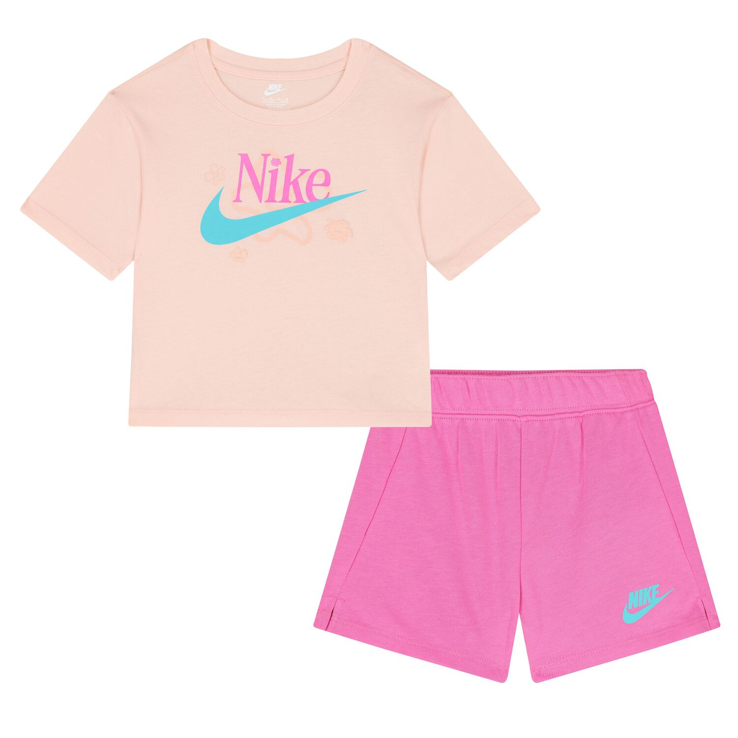 Girls Pink Logo Shorts Set, 1, hi-res
