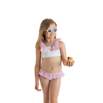 Girls Pink & White Cupcake Bikini