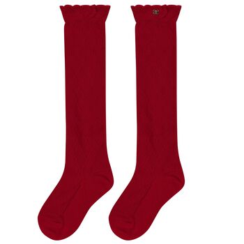 Girls Red Jacquard Socks
