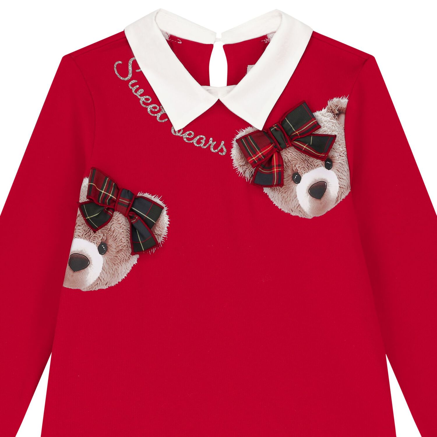 Girls Red Teddy Bear Dress, 1, hi-res