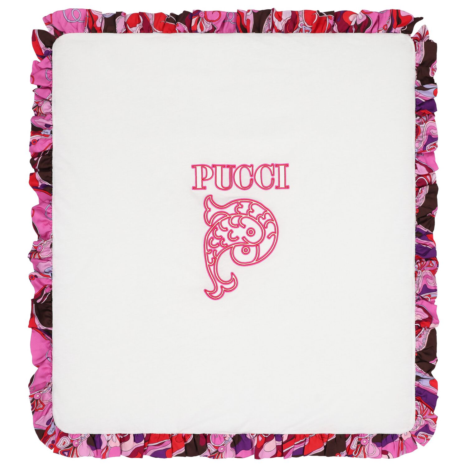 Baby Girls Ivory Orchidee Ruffle Blanket, 1, hi-res