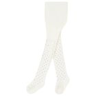 Younger Girls White & Silver Heart Tights, 1, hi-res