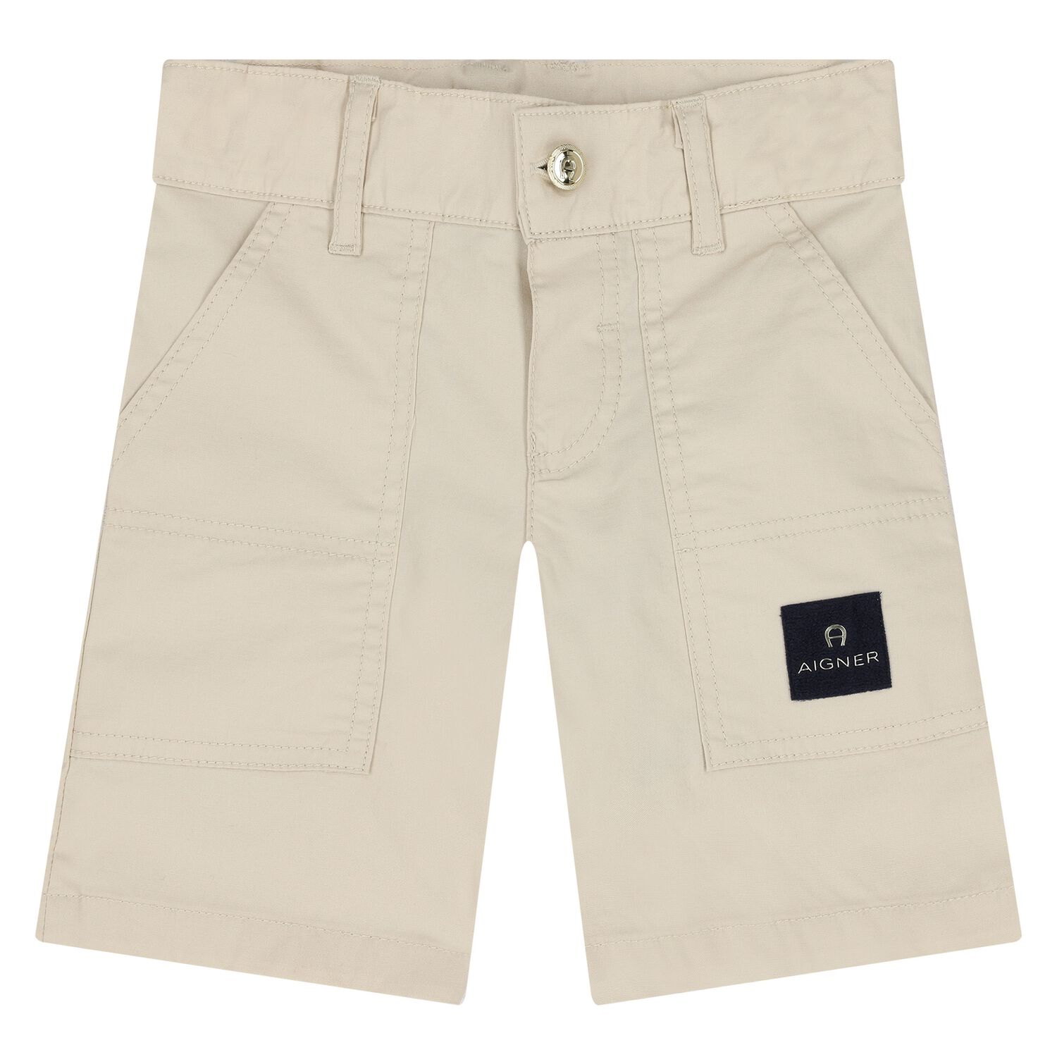 Younger Boys Beige Logo Shorts, 2, hi-res