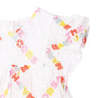 Girls White Logo Broderie Anglaise Dress, 1, hi-res